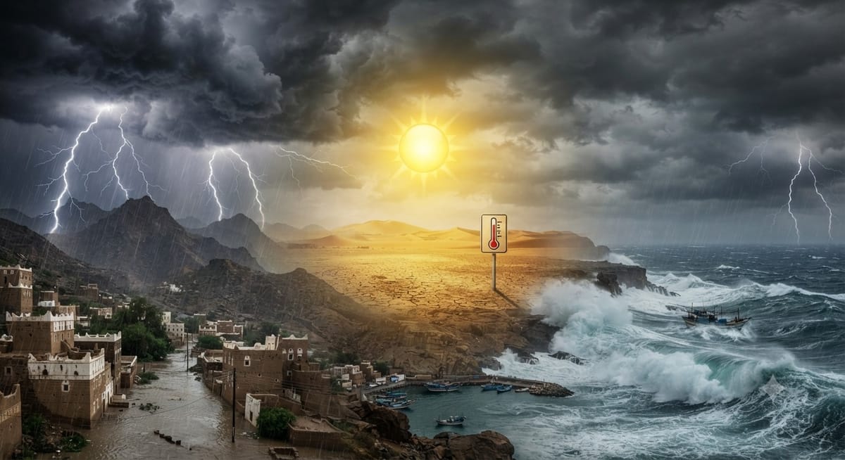 الأرصاد يحذر من أمطار رعدية وحرارة مرتفعة واضطراب البحر في اليمن