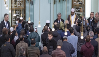 غوتيريش أثناء زيارته للمركز الثقافي الإسلامي في نيويورك. 22 مارس 2019 - موقع الأمم المتحدة