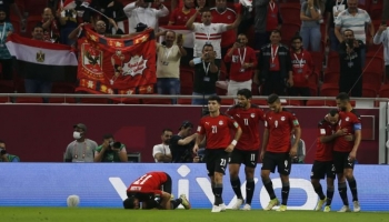 من مباراة مصر ولبنان في كأس العرب بقطر