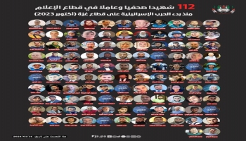 قائمة بـ 112 صحفي وصحفية اسشتهدوا خلال العدوان الإسرائيلي على غزة، نقابة الصحفيين الفلسطينيين