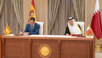 رئيس الوزراء القطري، محمد بن عبدالرحمن آل ثاني ونظيره الإسباني بيدرو سانشيز