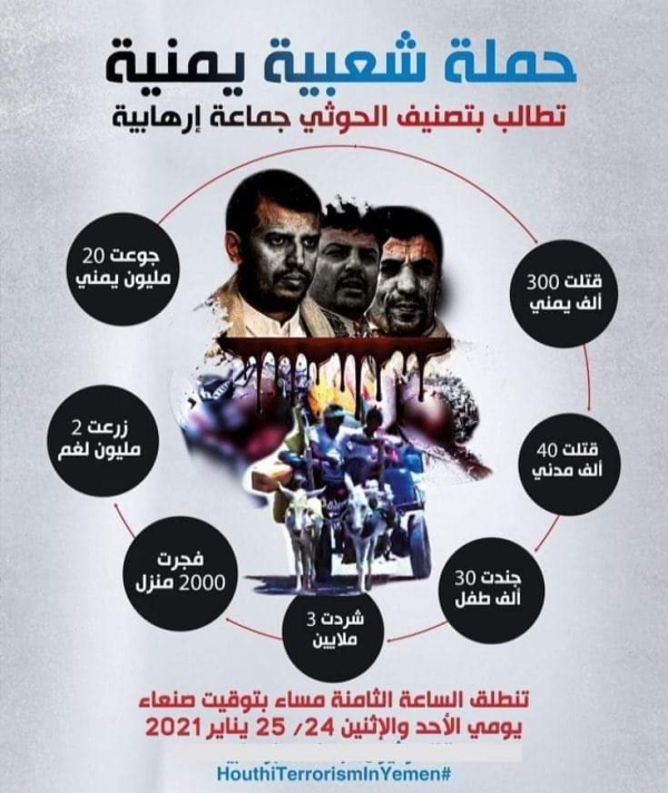 وسم "الحوثي منظمة إرهابية" يتصدر الترند العالمي