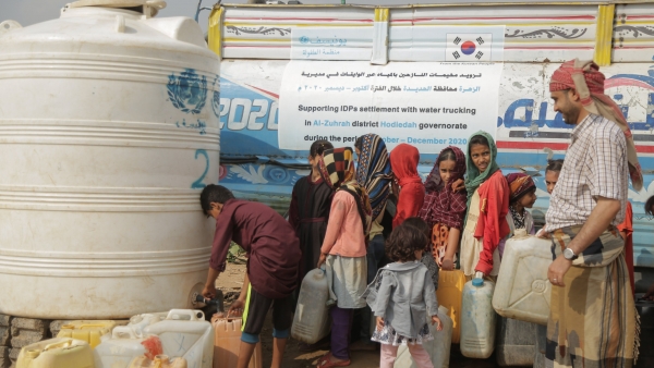يونيسف :توفير مياه الشرب لأكثر من 10 آلاف أسرة نازحة في اليمن