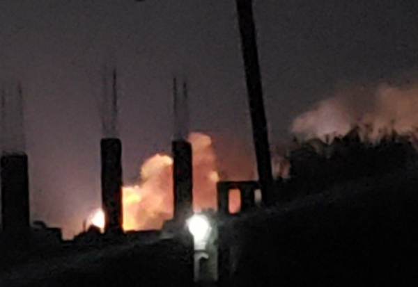 حريق جراء سقوط الصاروخ