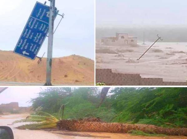 جانب من آثار الإعصار في حصوين، المهرة - وسائل التواصل الاجتماعي