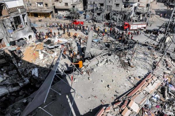 جانب من الدمار الذي خلّفه القصف الإسرائيلي في أحد أحياء غزة