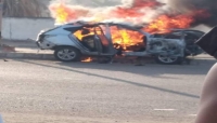 سيارة محمود العتمي بعد انفجارها