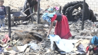 الحرائق تلتهم مخيمات النازحين في محافظة مأرب